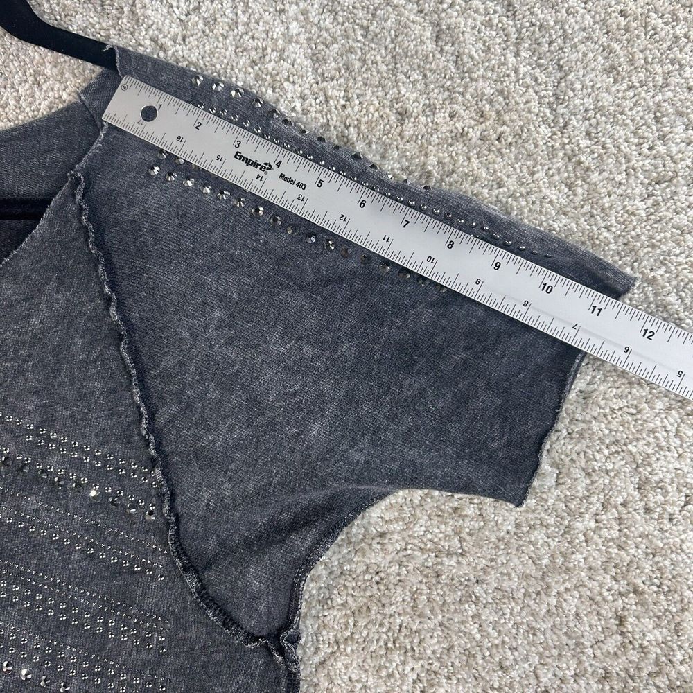Vocal Womens Charcoal Gray Studded Tunic Top - Picture 8 of 8